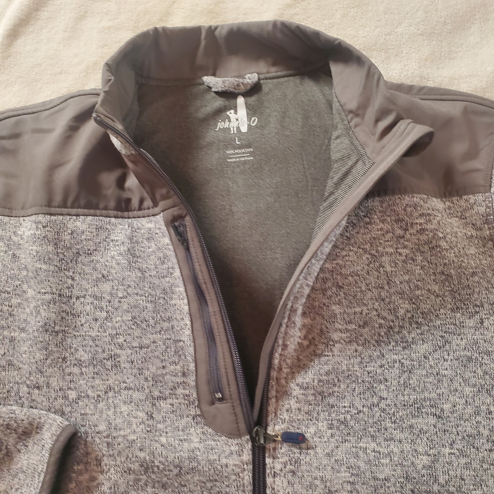 johnnie-O Striped Gray And Navy Full Zip Golf, Casual Wear Jacket.